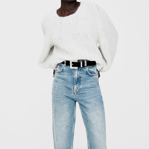 ZARA| SPARKLY BUCKLE VELVET BELT - Picture 4 of 8